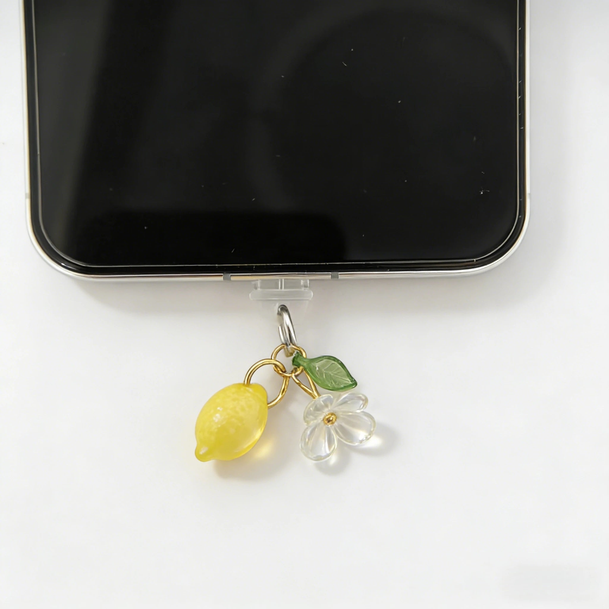 Universal Fruit-Themed Phone Dust Plug, Lemon, Grape, Cherry, Avocado-Shaped Interfac lifestyle view