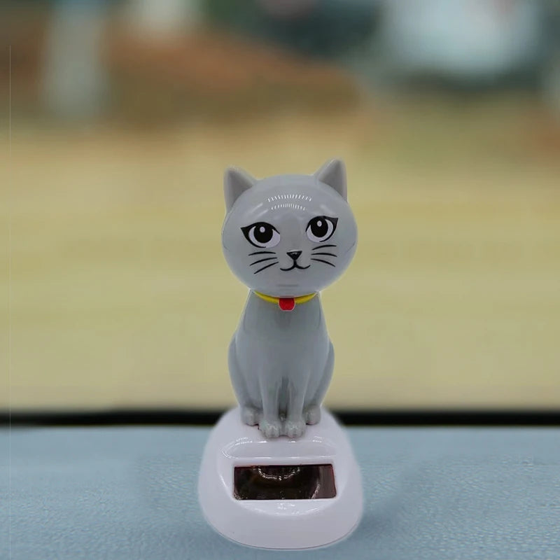 1pc Car Decoration Solar Energy Decoration Shaking Head Doll Cartoon Cat Shape Decora lifestyle view