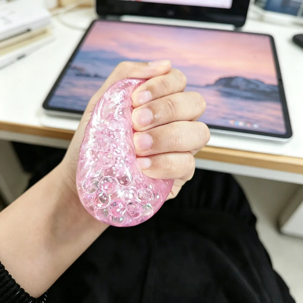 Steamed Bun Squeeze Toy Simulation Bao Stress Relief Fidget Toy with Beads Sparkles Soft detail view
