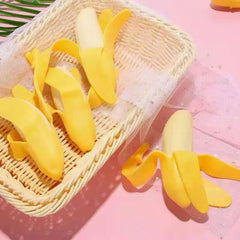 Banana Stress Ball | Cute Fruit Squishy Fidget Toy for Anxiety Relief close-up view