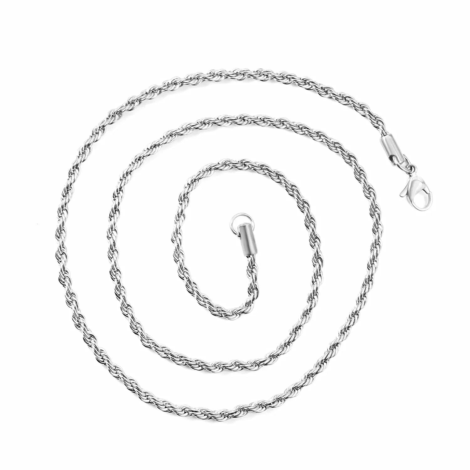 1 Piece Silver Color Width 2mm/3mm/4mm/5mm Rope Chain Necklace for Men Women Stainless Steel Twisted Singapore Layering Collier
