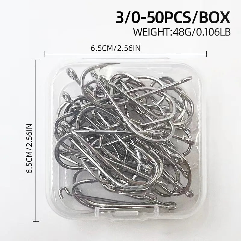 ShareShark 50pcs/box 92247 High Carbon Steel Fish Hook Long Handle with Barbed Curv additional angle