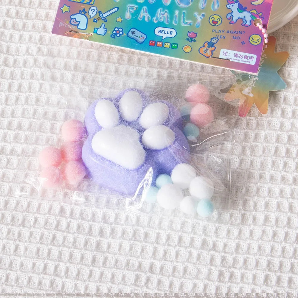 Taba Squishy Bow Cat Paw Fidget Toys | Cute Pink Cat Foot Slow Rebound Toy additional angle