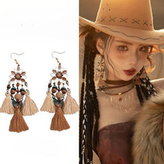 Cute Summer Flower Earrings Handmade Vacation Bohemian Earrings Exaggerated Beach Wom alternate view