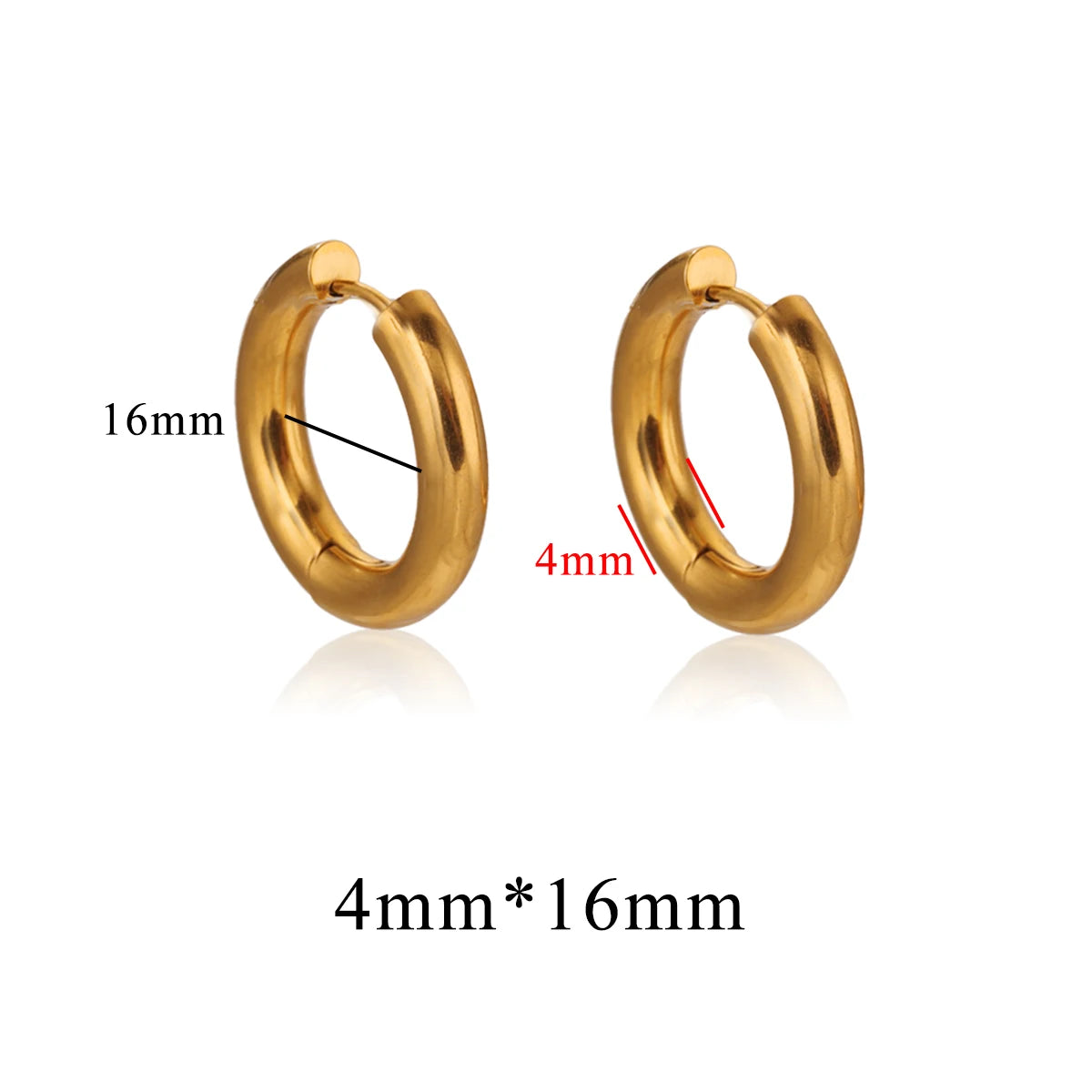 6pcs Stainless Steel 3mm 4mm Hoop Earrings | PVD Gold Plated Korean Round Earrings fo alternate view