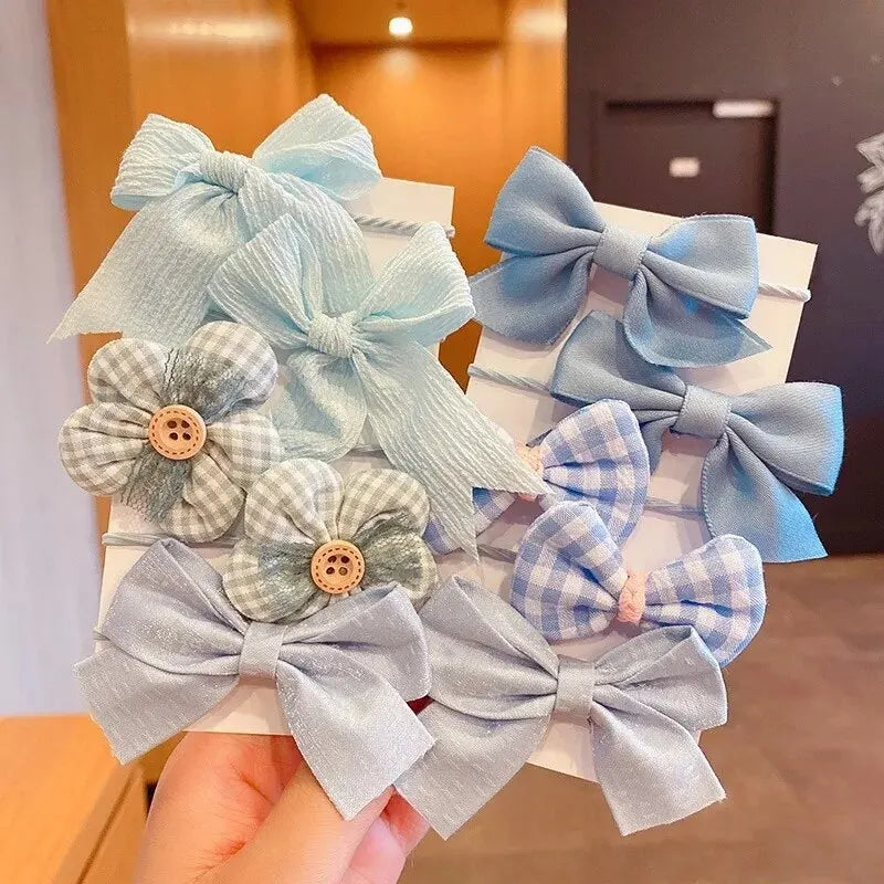 10pcs Hair Accessories Girls Scrunchies Aesthetic Lacos De Cabelo Infantil Bands Kids close-up view