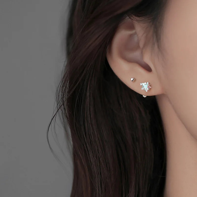 Gradient Zircon Star Piercing Stud Earrings Shiny Spiral Ear Bone Earrings for Women alternate view