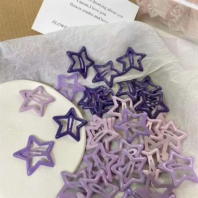 Colorful Kawaii Star Barrettes Y2K Spicy Girls BB Solid Star Hairclips Metal Snap Clip Headdress Hair Jewelry Gifts Wholesale