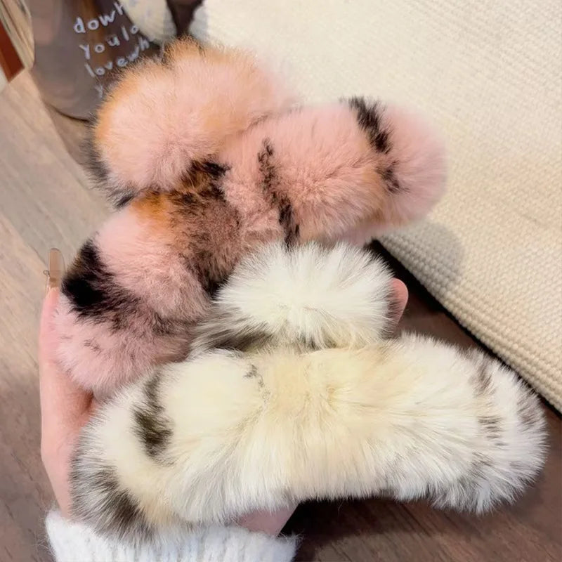 Plush Hair Clip, Cotton, 2 Pcs