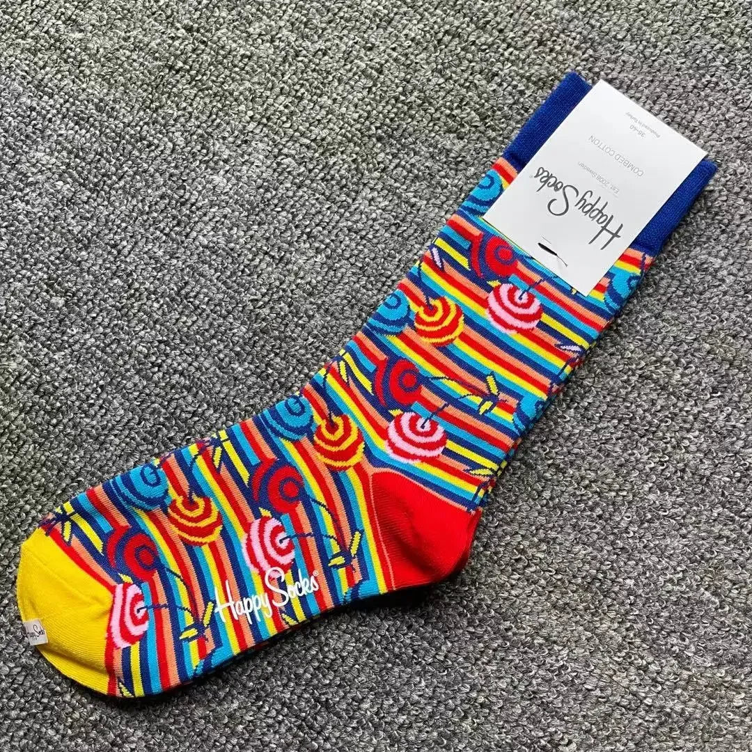 Multicoloured Socks Women Men Sports Socks Funky Dress Socks Casual Cotton additional angle