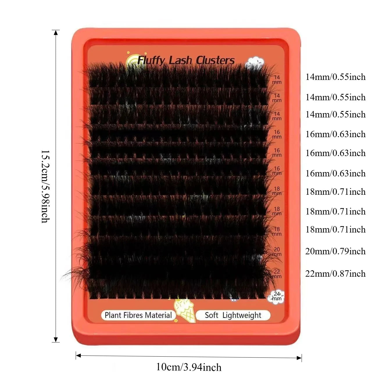 80D-100D 8D Fluffy Cluster Lash Extensions D Curl Mixed Tray Soft Reusable DIY Individ close-up view