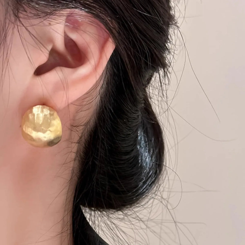 PANJBJ925 Sterling Silver Frosting Hoop Earrings For Women Texture Geometry Design Trend detail view