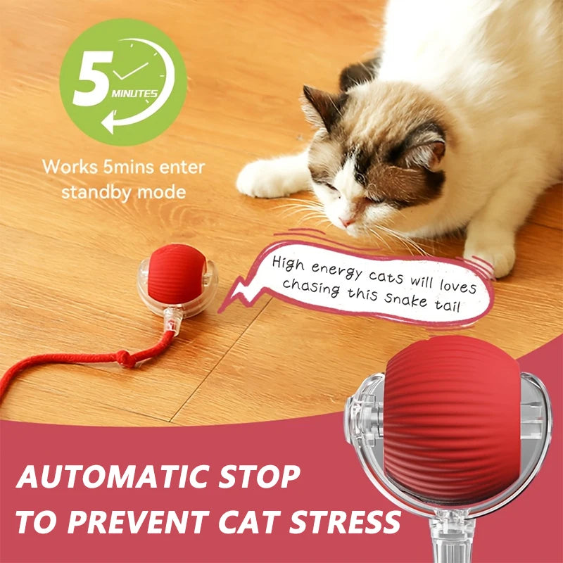 Self-Moving Automatic Cat Teaser Ball with Faux Tail Rechargeable Smart Sensor Cat To alternate view