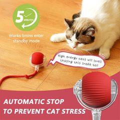 Self-Moving Automatic Cat Teaser Ball with Faux Tail Rechargeable Smart Sensor Cat To alternate view
