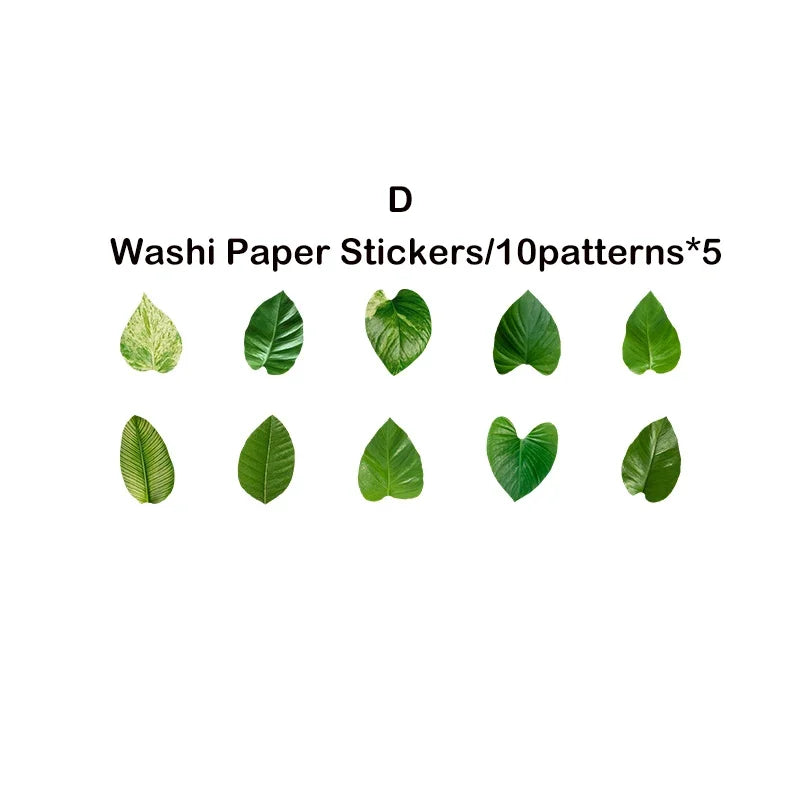 Leaf Washi Paper Stickers | 50-Pack DIY Scrapbooking Decor alternate view