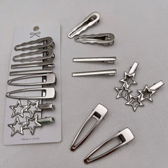 Korean 8pcs Metal Silver Hair Clips Girls High Quality Geometric Fashion Barrettes Headw detail view