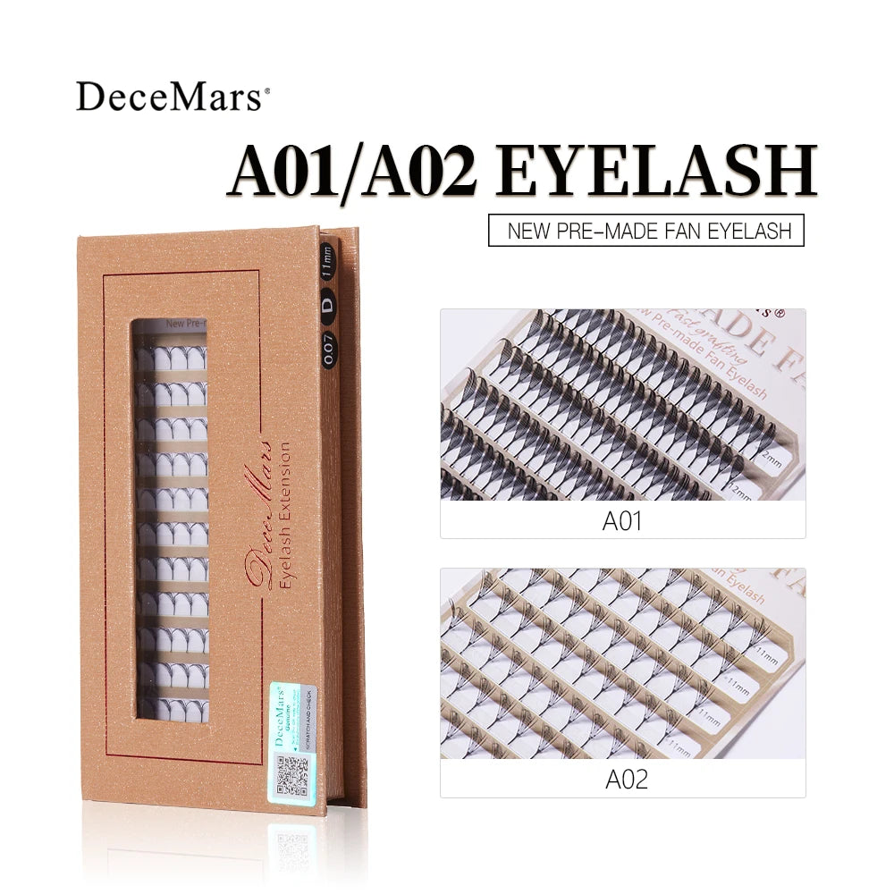 DeceMars A Series Premade Fan Eyelash Extensions | DIY Natural Look Lashes alternate view