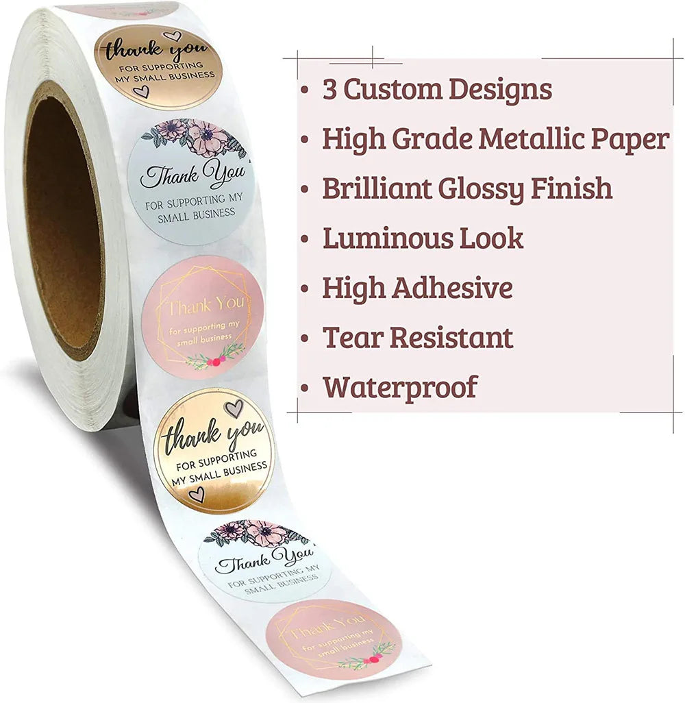 500pcs Thank You Stickers for Small Business | Floral Gift Packaging Seal Labels detail view