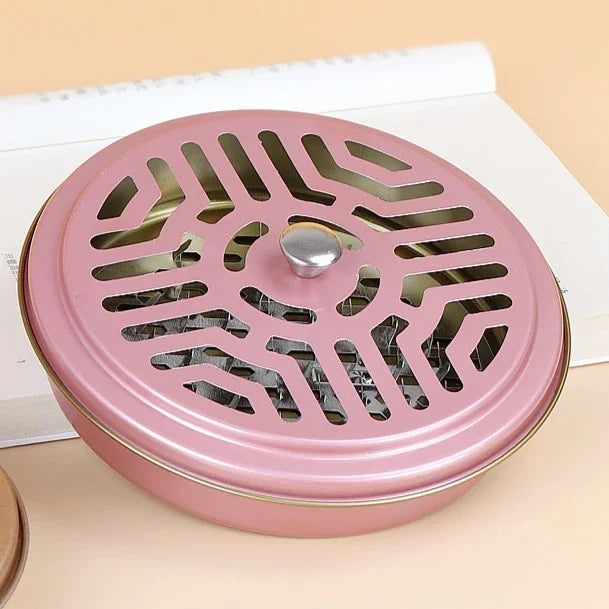 Fireproof Mosquito Coil Box with Serrated Lid | Outdoor Iron Coil Holder for Camping detail view