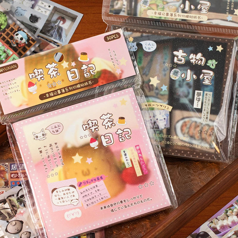 Mr Paper 30/60pcs Happiness Notebook Series Square Cut Film Sticker Book | Japan Korea C detail view