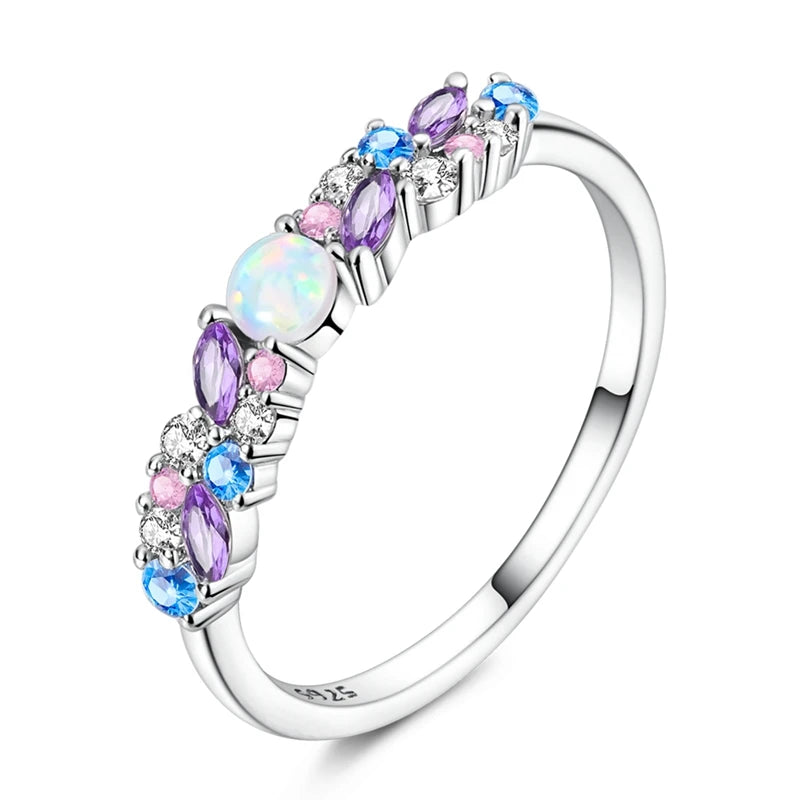 LAZA 925 Sterling Silver Colorful Rings Sparking Zirconium Bowknot Moon Sun Original lifestyle view