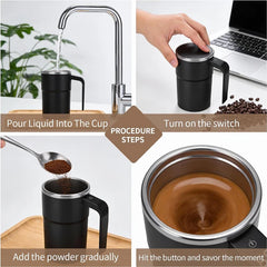 380ML Electric Coffee Self Mixing Mug IP67 Waterproof Coffee Stirring Mug USB Charging close-up view