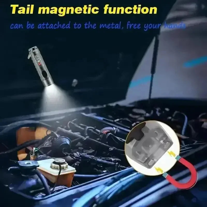 Mini Keychain Flashlight Type-C Fast Charging IP66 Waterproof Torch Lamp With Magne additional angle
