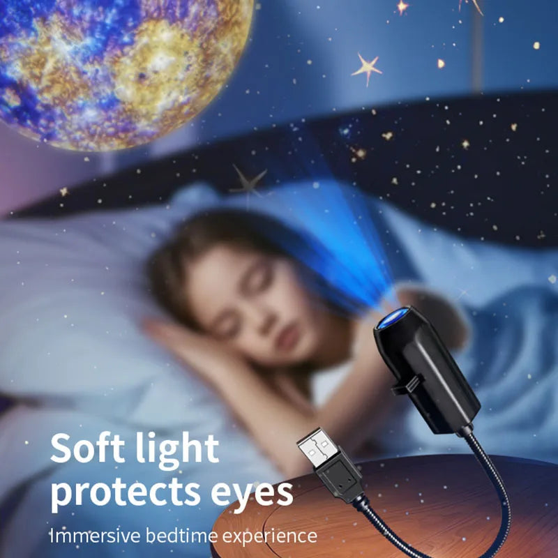 USB LED Star Galaxy Projector Lamp | Moon Earth Night Light for Bedroom Wall Decor lifestyle view