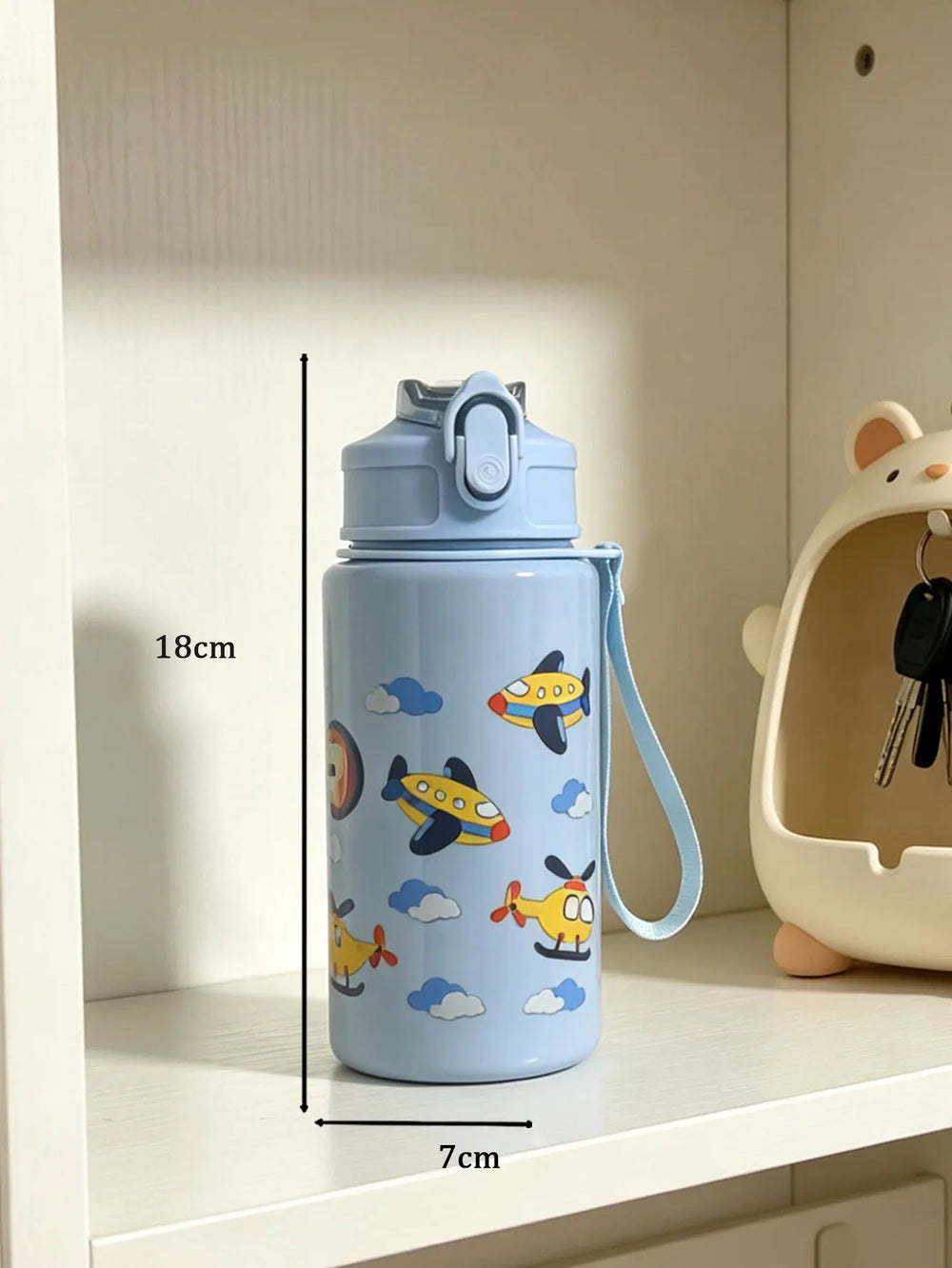 1 Piece 500ml (19 fl oz) Cartoon Printed Straw Cup, Summer Plastic Water Bottle, BP additional angle