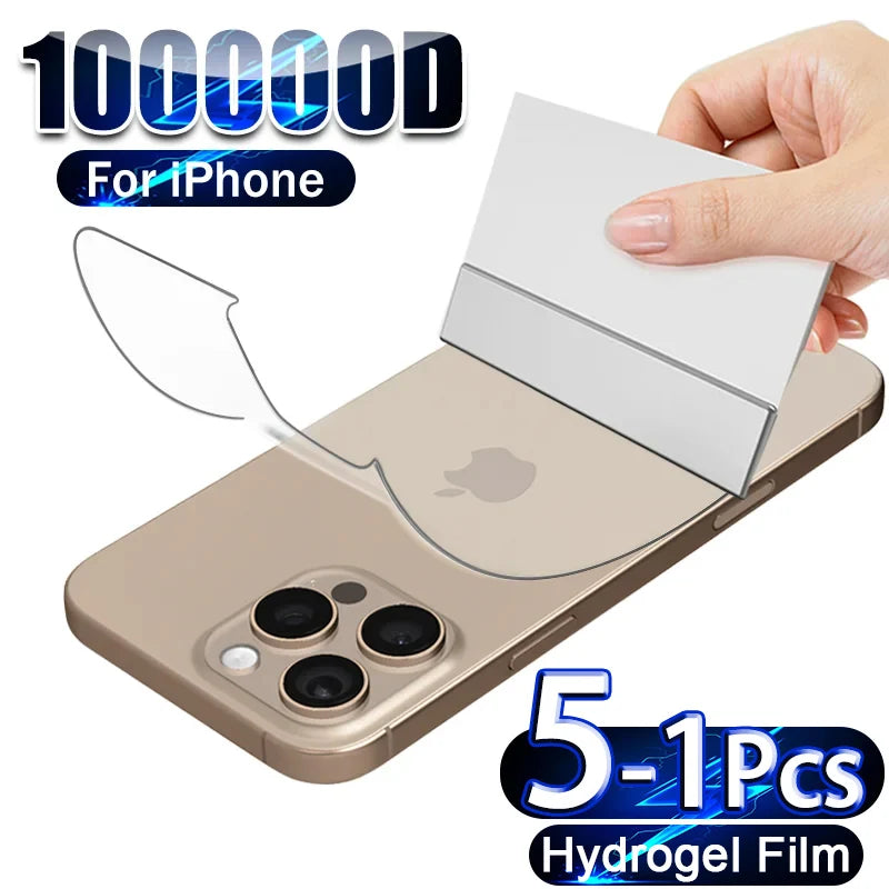 5-1Pcs Hydrogel Film For iPhone 16 15 14 13 12 11 Pro Max Mini Screen Protector 6 7 8 Plus Back Film Not Glass Phone Accessories