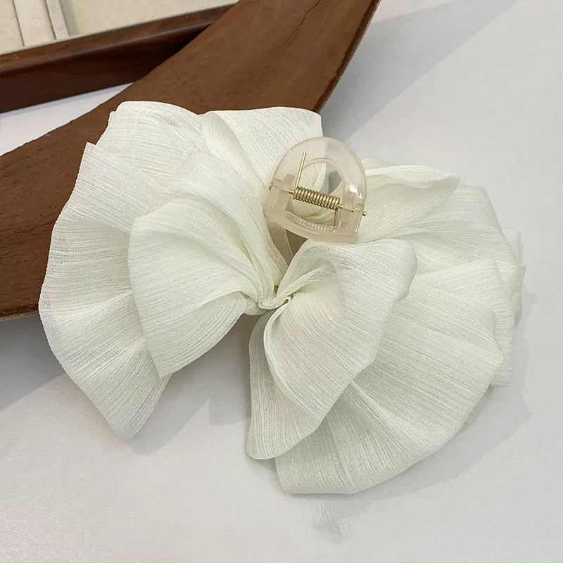 Elegant Mesh Large Hair Clip for Woman Solid Color Back of The Head Shark Clip Fashio lifestyle view