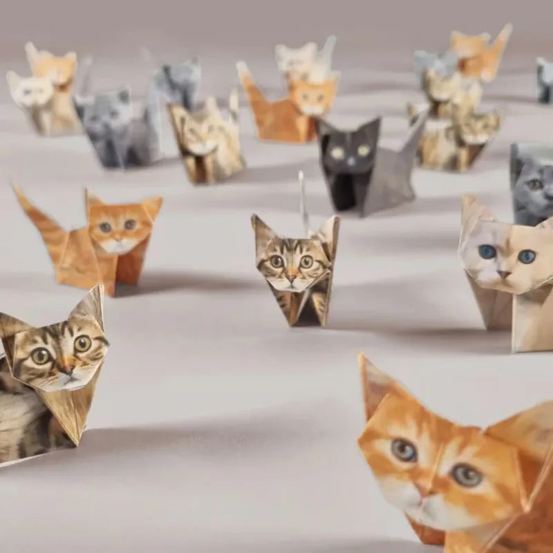 Creative DIY Paper Cats Handmade DIY Paper Cat Dog Dinosaur Folding Animal Folding Paper Set