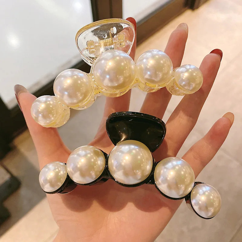 Simulated Pearl Hair Claws for Women Korean Acrylic Hair Clips Girls Large Size Barrette detail view