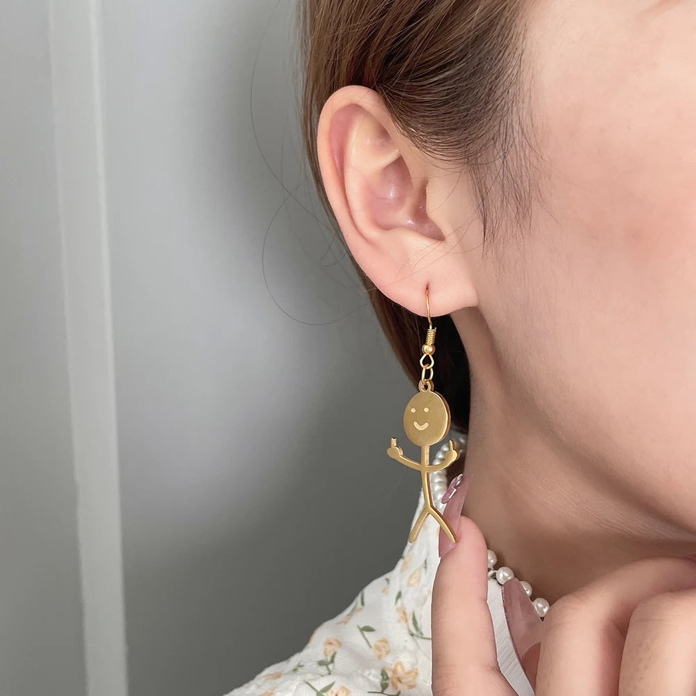 Funny Doodle Earrings for Women | Y2K Stainless Steel Character Studs lifestyle view