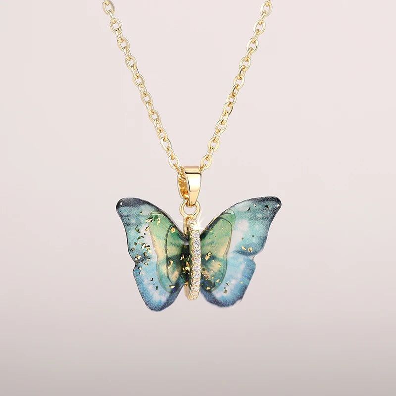 Huitan Butterfly Pendant Necklace for Women Fashion Party Daily Cute Animal Accessori alternate view