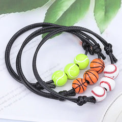 5/10pcs Football Baseball Basketball Beads Charm Adjustable Bracelets for Sports Theme B detail view