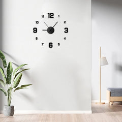 Creative Frameless DIY Wall Clock Wall Decal Home Silent Clock Living Room Office Wall close-up view