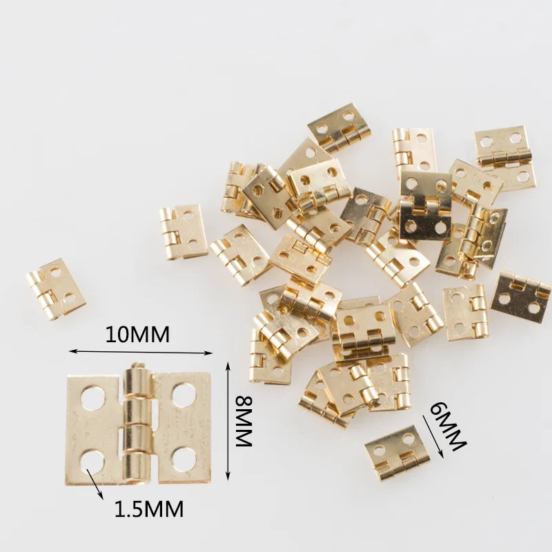 50Pcs Tiny Golden Mini Metal Hinges for 1/12 Dollhouse Miniature Furniture | Cabine additional angle