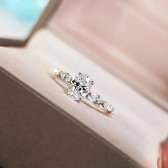 Fine jewelry 925 sterling silver zircon ring suitable for women engagement jewelry gif close-up view