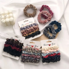 5/6pcs Simple Solid Color Elastics Hair Ties for Women Thick Hair Soft No hurt Hair Po close-up view