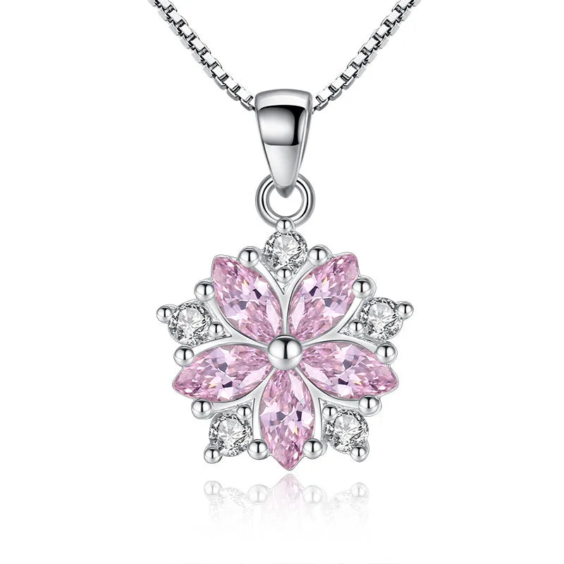 925 Sterling Silver Necklace Zircom for Women 18k Gold Plated Jewelry Pendant Birthday P detail view