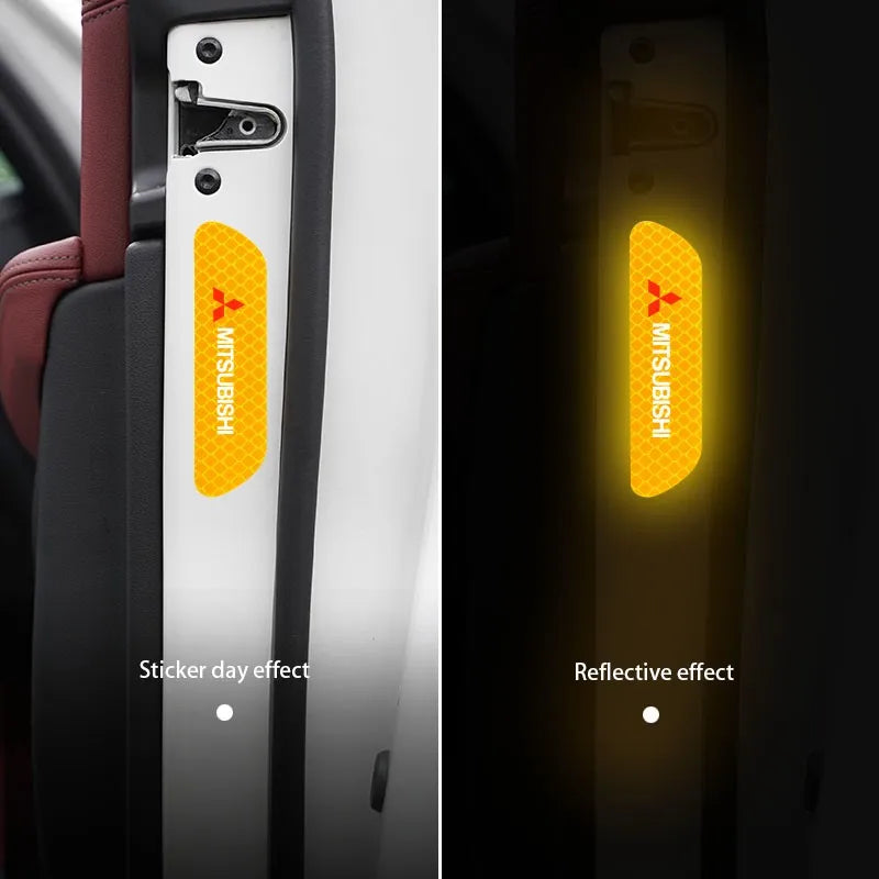 4Pcs Car Door Safety Warning Sticker Reflective Mark Decal | For Mitsubishi Lancer Ralli detail view