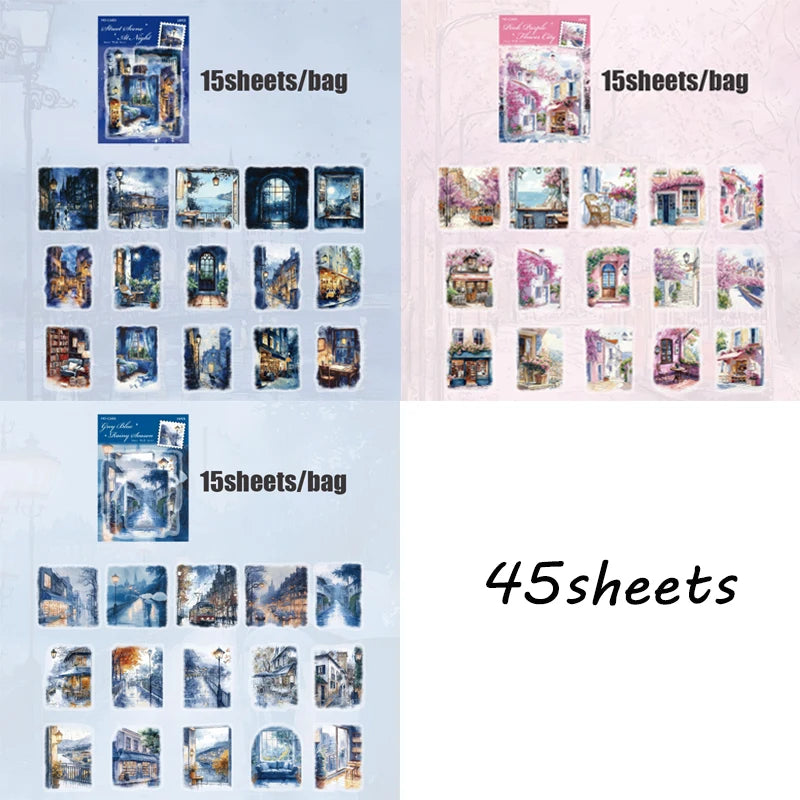 45sheets/bag PET waterproof large size landscaping stickers bag handbook material dec alternate view
