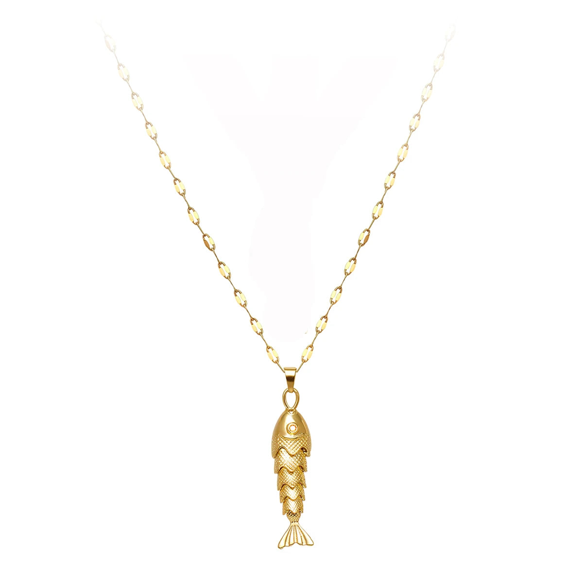 Trendy Gold-Plated Retro Personality Agile Small Fish Necklace for Women Anti-Allergic Fashionable J