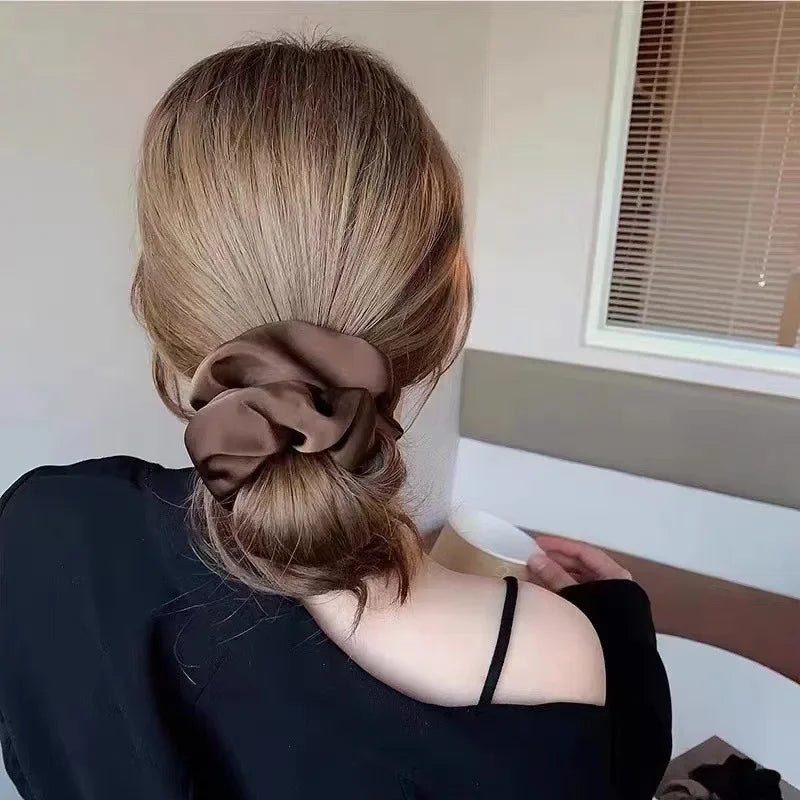 1pcs Women Silk Satin Scrunchies Korean Ladies Girls Elastics Hair Band Ponytail Hold alternate view