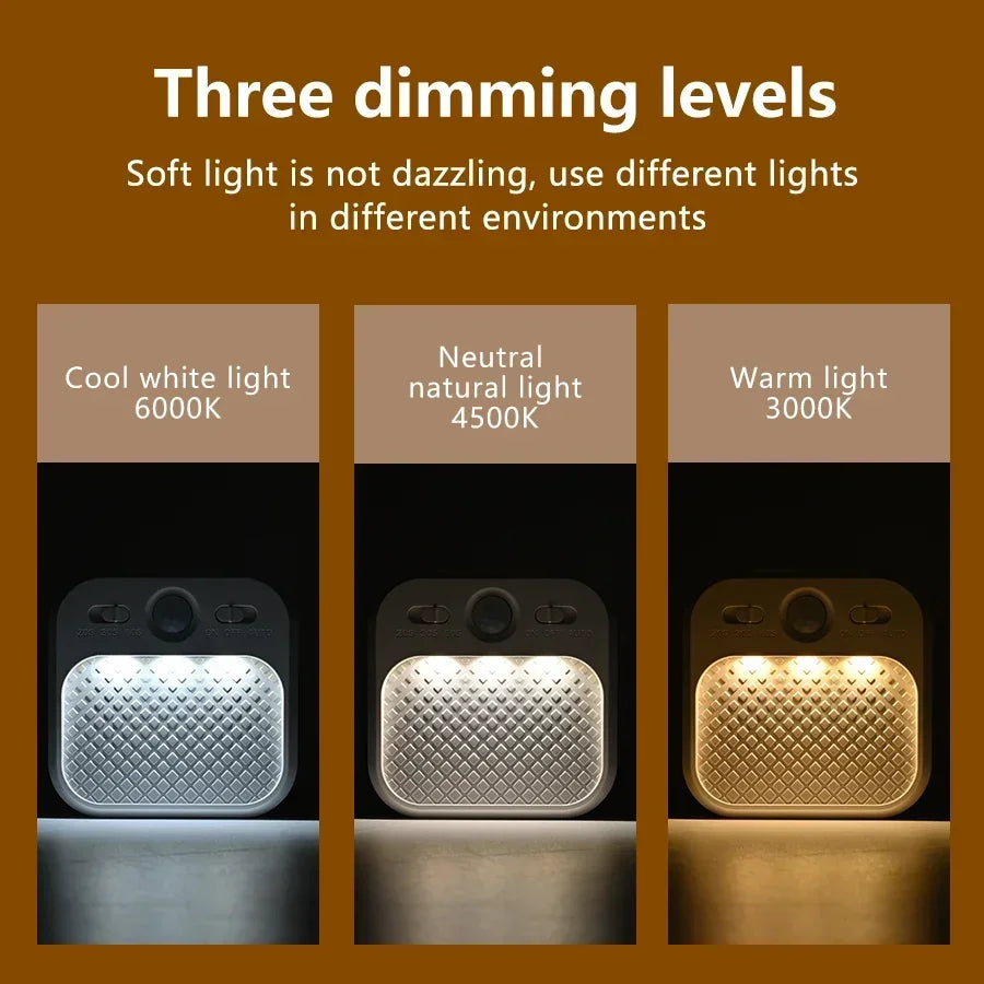 PIR Motion Sensor LED Night Light | USB Rechargeable Automatic Lamp for Bedroom, Stairs, detail view
