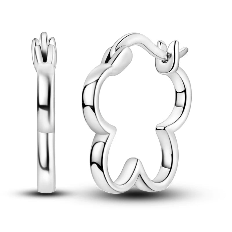 925 Sterling Silver Hoop Earrings with Zircon | Classic U-Shaped Women Jewelry