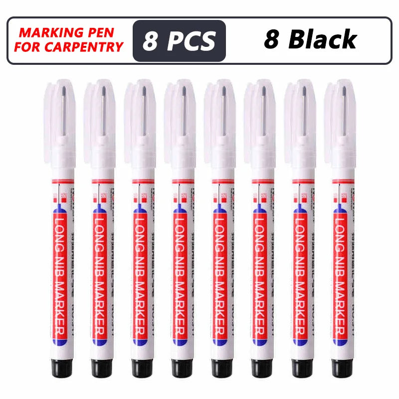 Deep Hole Long Nib Markers for Metal Wood Tile | 8-Pack Waterproof Marking Pens alternate view