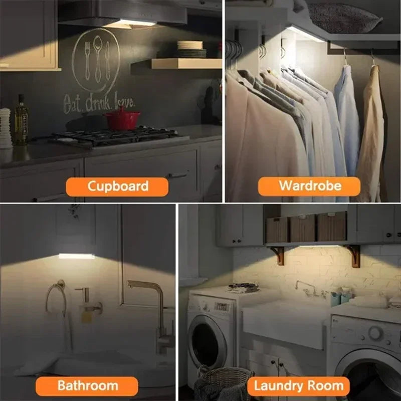PIR Motion Sensor Rechargeable LED Night Light | Dimmable Magnetic Lamp for Closet Sta close-up view