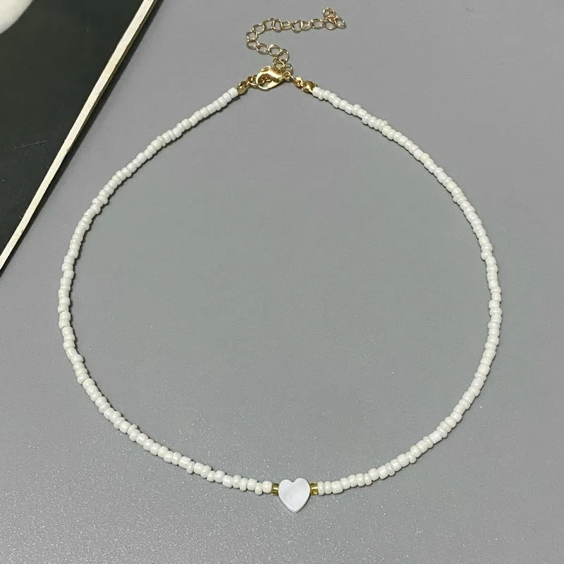 New Nature Shell Love Heart Choker Necklace for Girl Spring Summer Fashion Small Color close-up view